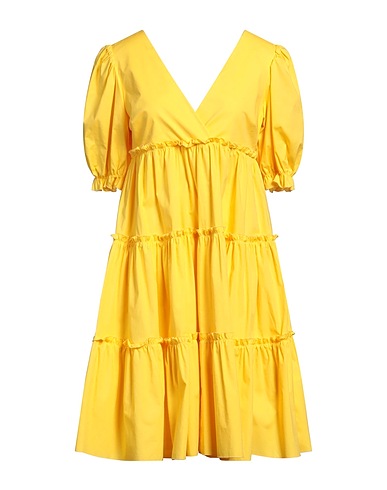 VIVETTA Vestito midi Giallo 97% Cotone, 3% Elastan