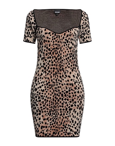 JUST CAVALLI Short dress Beige 68% Viscose, 17% Polyester, 15% Cotton