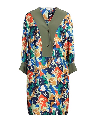 MANTERO 1902 Midi dress Military green 100% Silk