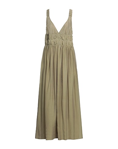 SEMICOUTURE Long dress Military green 69% Cotton, 31% Silk