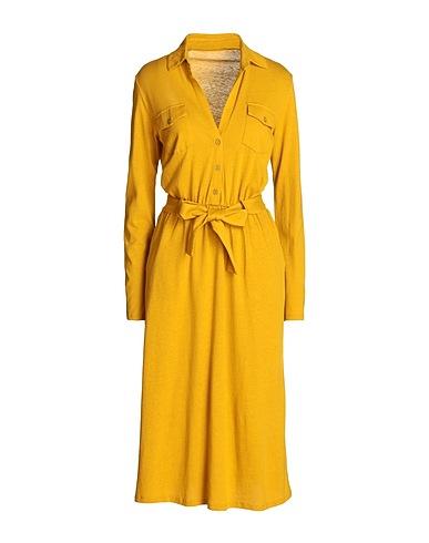 MAJESTIC FILATURES Midi dress Mustard 70% Cotton, 30% Cashmere