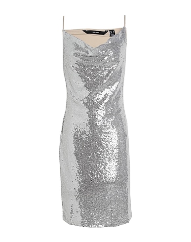 VERO MODA Short dress Silver 97% Polyester, 3% Elastane