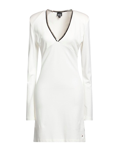 JUST CAVALLI Kurzes Kleid Off white 75% Viskose, 20% Polyamid, 5% Elastan