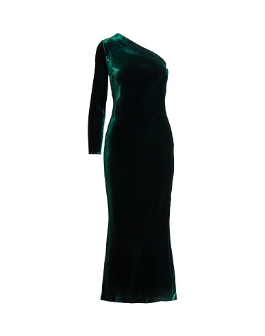 POLO RALPH LAUREN Elegant dress  VELVET ONE-SHOULDER DRESS 
 Dark green 80% Viscose, 20% Silk