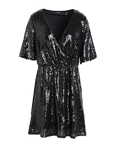 VERO MODA Sequin dress Black 97% Polyester, 3% Elastane