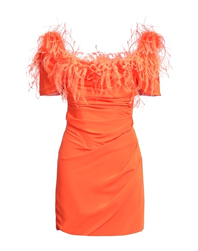 GIUSEPPE DI MORABITO Short dress Orange 100% PES - Polyethersulfone, Feather