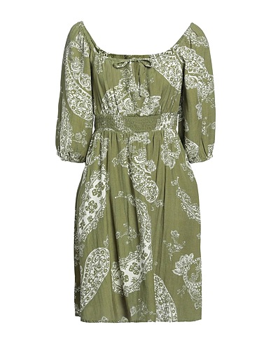 ONLY Vestito corto Verde militare 50% Viscosa, 35% Cotone, 15% Lino