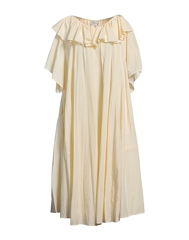 FORTE_FORTE Midi dress Cream 52% Polyester, 48% Cotton