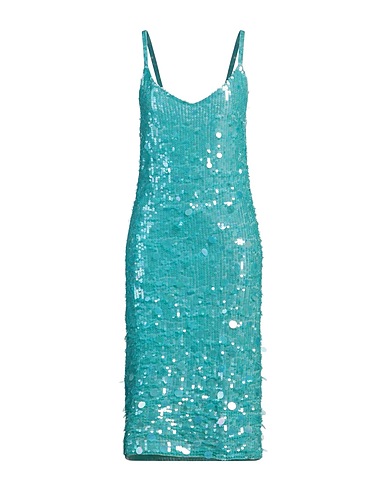 P.A.R.O.S.H. Midi dress Turquoise 90% Polyamide, 10% Elastane, PVC - Polyvinyl chloride