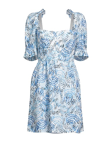 SALONI Kurzes Kleid Azurblau 100% Leinen