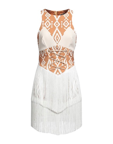 ELISABETTA FRANCHI Short dress Camel 96% Polyester, 4% Elastane