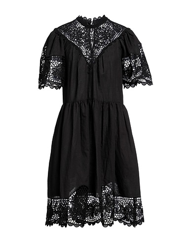 ULLA JOHNSON Midi dress Black 60% Linen, 40% Cotton