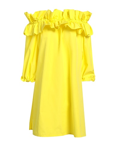 SARA ROKA Short dress Yellow 100% Cotton