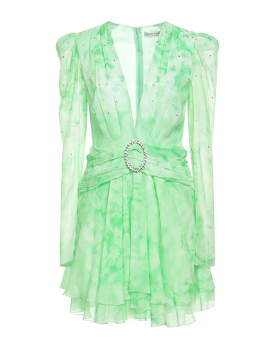 ALESSANDRA RICH Short dress Light green 100% Silk, Silver-gilt