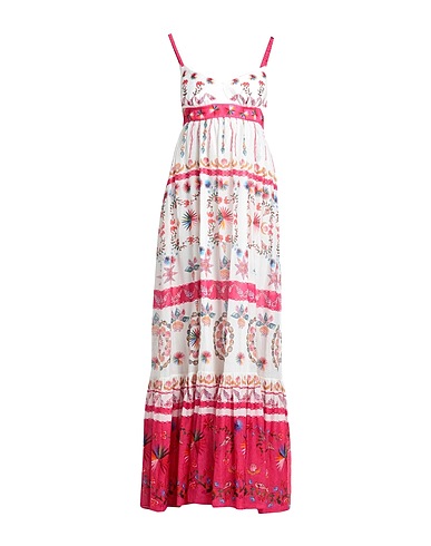 SALONI Long dress Ivory 100% Linen, Silk, Cotton