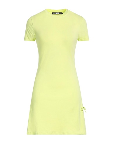 KARL LAGERFELD Short dress Lime green 94% Cotton, 6% Elastane