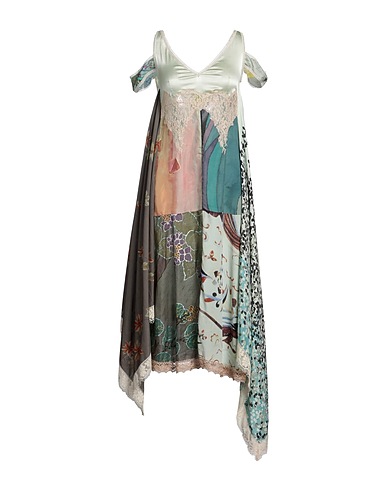 MARINE SERRE Midi dress Light green 100% Silk, Elastane