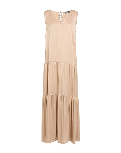 LORENA ANTONIAZZI Long dress Taupe 70% Acetate, 30% Silk