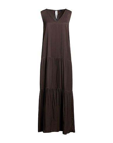 LORENA ANTONIAZZI Long dress Dark brown 70% Acetate, 30% Silk