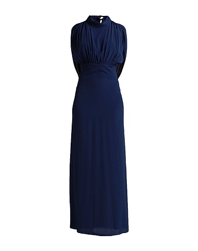 SEMICOUTURE Vestito lungo Blu notte 65% Acetato, 35% Seta