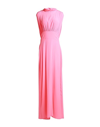 SEMICOUTURE Long dress Coral 65% Acetate, 35% Silk