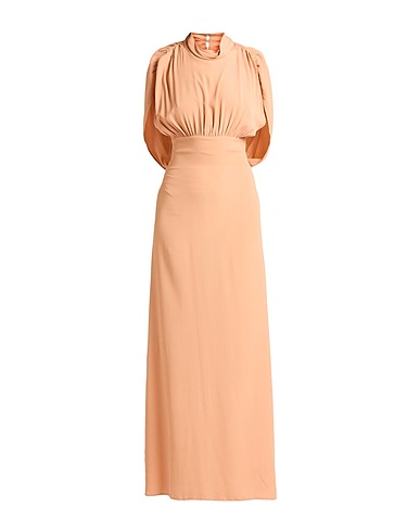 SEMICOUTURE Long dress Apricot 65% Acetate, 35% Silk