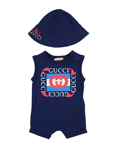 GUCCI Completo Baby  Blu navy 100% Cotone