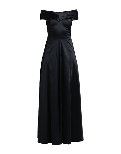 SISTE'S Long dress Black 60% Polyester, 37% Cotton, 3% Elastane