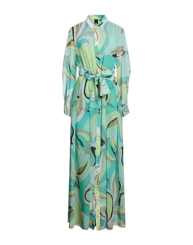 PINKO Long dress Light green 100% Polyester