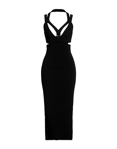 DION LEE Midi dress Black 47% Viscose, 29% Nylon, 12% Polyester, 8% Cotton, 4% Elastane