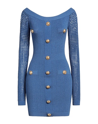 BALMAIN Sheath dress Blue 83% Viscose, 17% Polyester