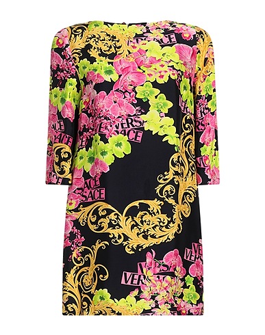 VERSACE Short dress Black 75% Acetate, 25% Silk