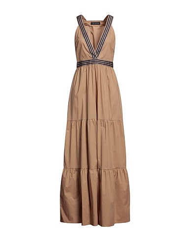 ICONA by KAOS Long dress Camel 100% Cotton