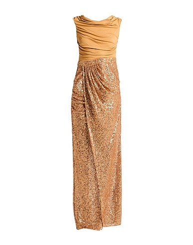 ELISABETTA FRANCHI Elegant dress RED CARPET Camel 95% Viscose, 5% Elastane, Polyester