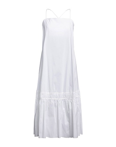 LIVIANA CONTI Midi dress White 68% Cotton, 28% Polyamide, 4% Elastane