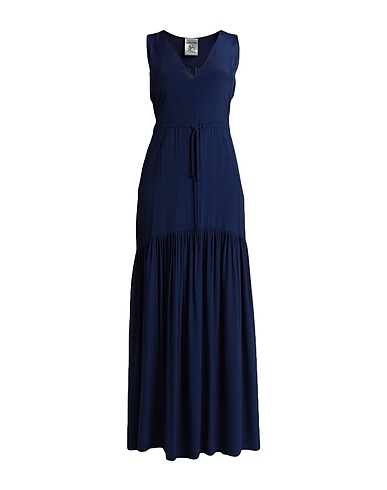 SEMICOUTURE Long dress Navy 65% Acetate, 35% Silk
