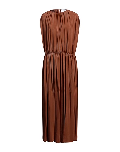 ERIKA CAVALLINI Long dress Brown 65% Acetate, 35% Silk
