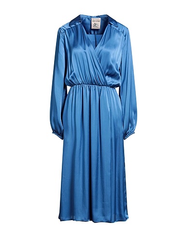 SEMICOUTURE Midi dress Slate blue 87% Acetate, 13% Silk