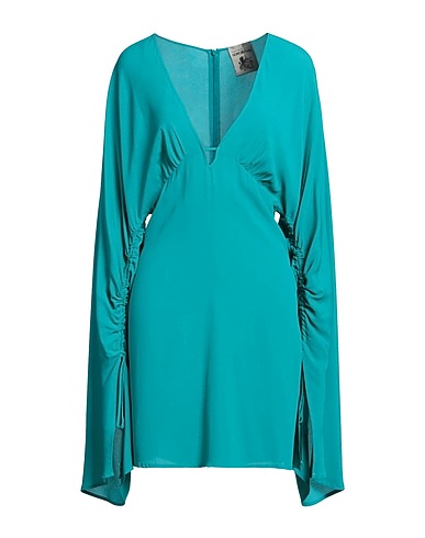 SEMICOUTURE Short dress Deep teal 65% Acetate, 35% Silk