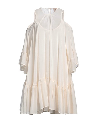 SEMICOUTURE Vestito corto Bianco 69% Cotone, 31% Seta