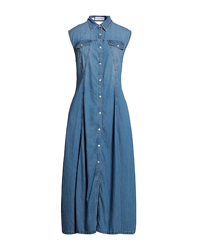 PINKO Long dress DENIM 50% Cotton, 40% Lyocell, 10% Modal