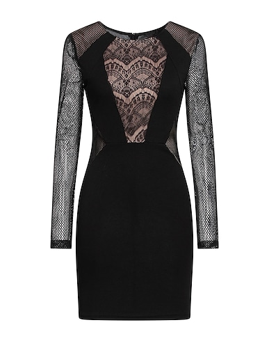 AX  Paris Short dress Black 65% Cotton, 30% Polyester, 5% Elastane