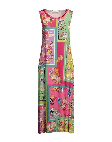 CLIPS MORE Long dress Pink 91% Viscose, 9% Elastane