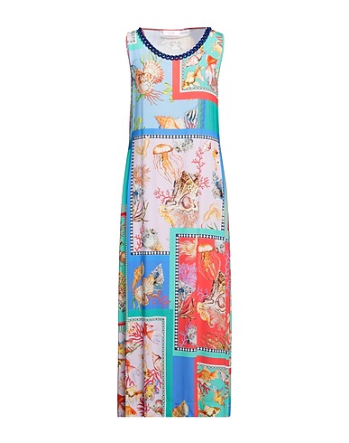 CLIPS MORE Long dress Turquoise 91% Viscose, 9% Elastane
