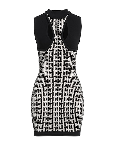 BALMAIN Short dress Black 65% Wool, 18% Viscose, 16% Polyamide, 1% Elastane