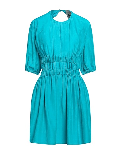SEMICOUTURE Short dress Turquoise 69% Cotton, 31% Silk