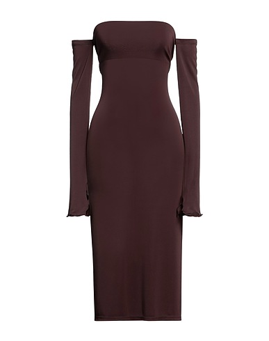 THE ANDAMANE Midi dress Dark brown 94% Polyester, 6% Elastane