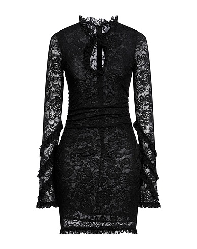 MSGM Short dress Black 90% Polyamide, 10% Elastane