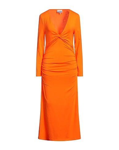 GANNI Midi dress Orange 96% Lyocell, 4% Elastane