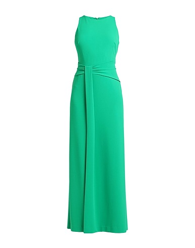 LAUREN RALPH LAUREN ロングワンピース・ドレス グリーン ポリエステル 94% / ポリウレタン 6%